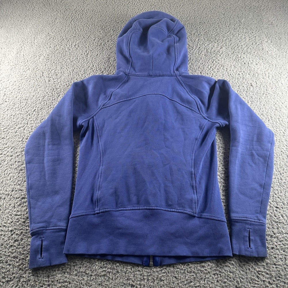 Lululemon Scuba Hoodie Womens 4 Blue Fleece Full Zip Thumbholes Logo Sweatshirt - Picture 5 of 9